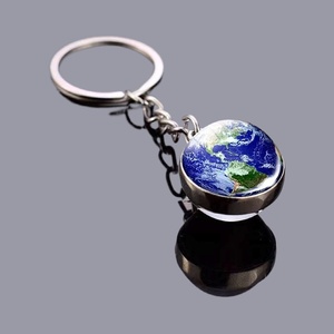 Porte-clés lune 20 mm, système solaire, galaxie, nébuleuse, <span class=keywords><strong>Terre</strong></span>, <span class=keywords><strong>Mars</strong></span>, Saturne, pendentif en verre alliage double face - Product Image 6