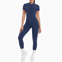 Nouvelle Arrivée Combinaisons de Yoga Courtes pour Femmes avec Fermeture Éclair, Rembourrage Intégré, Séchage Rapide, Haute Élasticité, Respirantes, pour Fitness et Gym