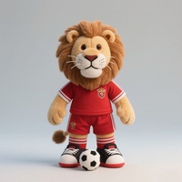 Vente en gros de lion de football mignon en peluche mascotte de football personnalisée animal en peluche pour enfants et fans cadeau