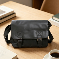 Sac Messager Vintage en PU à Double Boucle Personnalisé OEM ODM pour Hommes, Grand Sac à Rabat pour Usage Quotidien, Affaires et Voyage, Sac Bandoulière Croisé