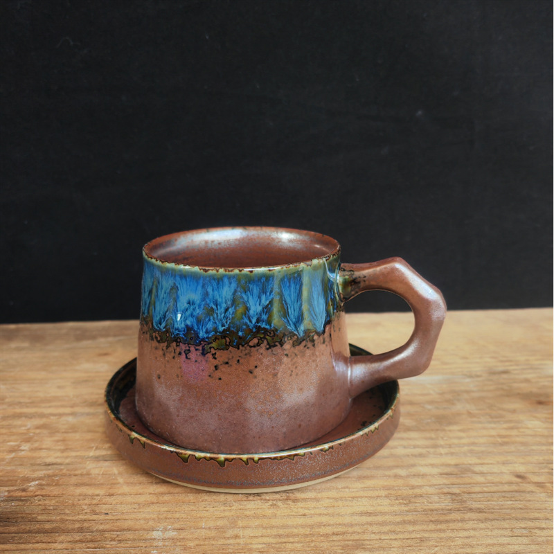 Tasse à café bleu spray + soucoupe 310ml-universelle