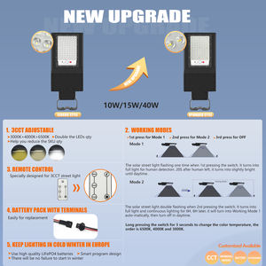 Özelleştirilmiş Hepsi Bir Arada IP65 Güneş Enerjili LED Sokak Lambası, Dış Mekan ve Ev Kullanımı için Batarya ile, RoHS Sertifikalı 1500LM - Product Image 6