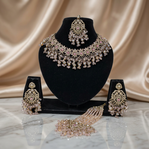 Handcrafted Royal Bridal Kundan Long Layered Haram Necklace Pearl Cluster Strand Gemstone Pendant Antique Gold Jewelry <b>Set</b> - Product Image 2