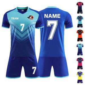 Ensemble de maillots de football personnalisés sublimés jaune et bleu, col en V, manches courtes, anti-transpiration, unisexe adulte, tenue d'équipe, design dégradé - Product Image 5