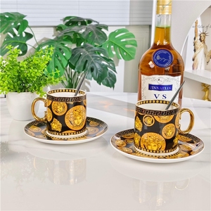 Light Luxury Retro Blue Leopard Print Slanted Mouth Exquisite Bone China Dishwasher & Microwave Safe Coffee Cup Home Office <b>Gift</b> - Product Image 4