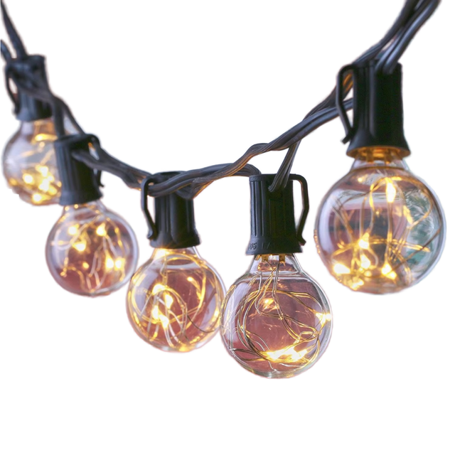 Christmas 10M LED String Lights Indoor/Outdoor Edison PVC String Lights with Bulbs IP44 Rated for Garden & Holiday Lighting