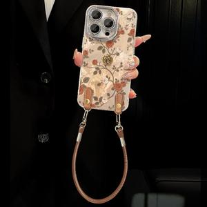 Nueva <span class=keywords><strong>Funda</strong></span> para Teléfono con Degradado Dorado Rosa Camelia para <span class=keywords><strong>iPhone</strong></span> 17 16 15 14 Pro Max, Cadena <span class=keywords><strong>Colgante</strong></span> Marrón, Cubierta de Lente Plateada - Product Image 2