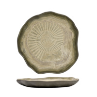 Plato Plano de Cerámica con Diseño Abstracto de Caracol y Arena Marina, 24 cm