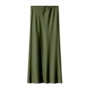New 2024 Spring Summer Solid Color Satin Long <strong>Skirt</strong> for Women High Waist Lace-<strong>Up</strong> Fashion Elegant Faldas
