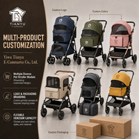 Poussette pliable pour chien à 4 roues, imperméable, avec auvent solaire, grande capacité 20 kg, pliage à une main, transporteur de voyage pour animaux de compagnie, chats