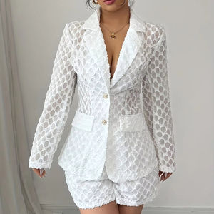 Élégant Ensemble Tailleur Jacquard <span class=keywords><strong>Femme</strong></span>, Veste Courte et <span class=keywords><strong>Short</strong></span> Au-dessus du Genou, Deux Pièces pour l'Été - Product Image 5