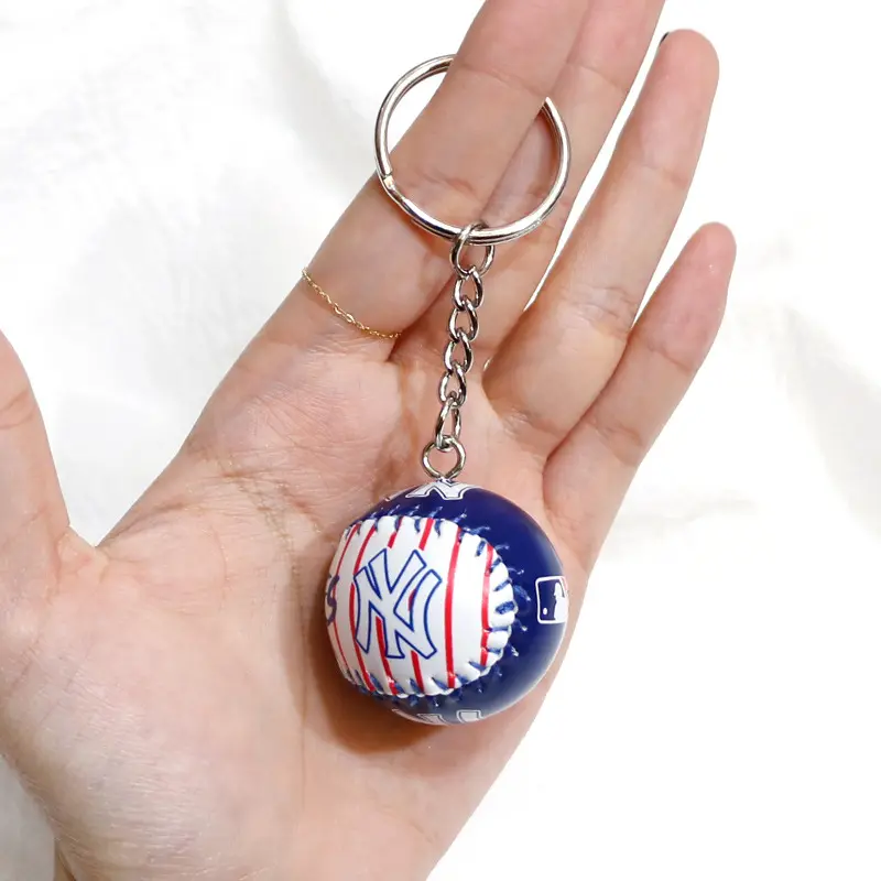 Portachiavi da Baseball 3D all'ingrosso MLB 6 squadre New York Yankees Ball portachiavi ciondolo portachiavi per auto ciondolo zaino