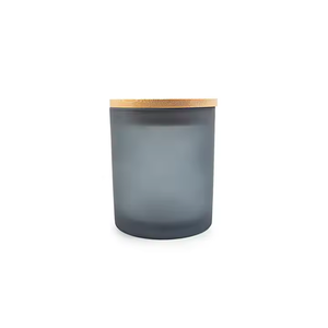 300ml 450ml vitrail bougeoir conteneurs avec couvercle en bambou usine en gros pour bougies parfumées <span class=keywords><strong>maison</strong></span> - Product Image 3