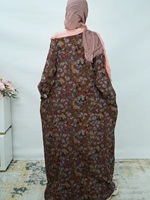 Robe à imprimé floral vintage prête à être expédiée, col en V, abaya, manches retroussables, ample, pour femmes musulmanes, livraison rapide en 7 jours