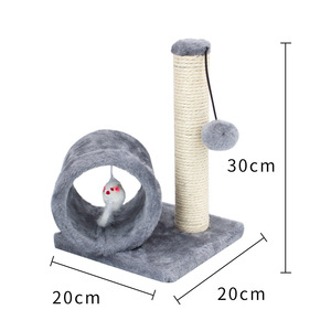 Mini Sisal <b>Cat</b> <b>Scratching</b> <b>Post</b> With Tunnel And Pom Pom Toy <b>For</b> Kitten Pet Playtime Durable Scratch Board <b>Cat</b> Tree - Product Image 5