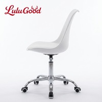 Chaise de bureau pivotante pour salon, chaise d'ordinateur, siège de bureau, revêtement en cuir PU facile à nettoyer, chaise de bureau blanche