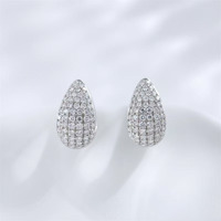 Orecchini a lobo con diamanti a mezzaluna in oro bianco 18K, con diamanti da laboratorio, orecchini raffinati, orecchini a polsino, orecchini alla moda