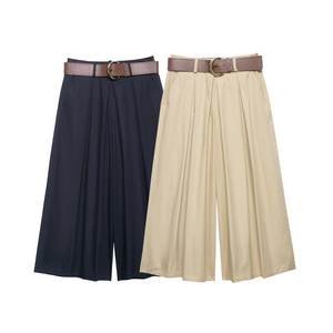 MYST&ZA Vêtements <span class=keywords><strong>Femme</strong></span> 2026 Nouvelle Collection Printemps Short Large Taille Haute Simple et Polyvalent avec Ceinture 4387066 - Product Image 1