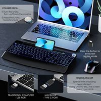 Ensemble clavier et souris sans fil ergonomique RVB rechargeable 2,4 GHz pleine taille, rétroéclairage 7 couleurs 3600 DPI ; Souris avec fonction anti-sommeil