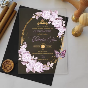 Château de <span class=keywords><strong>cendrillon</strong></span> personnalisé Tarjeta De Invitacin De 16 Sweet Quinceanera Party Favors Xv Invitations Enveloppe Acrylique - Product Image 5