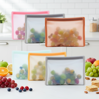 Sac de rangement pour aliments en silicone 100% réutilisable sans BPA, sac à sandwich, sac à collation, organisateur de sacs de rangement pour aliments en silicone pour la cuisine