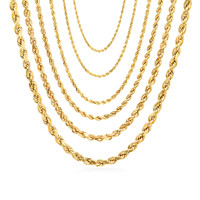 Collier chaîne en laiton plaqué or 18 carats, maillons corde épaisseurs 2MM 3MM 4MM 5MM, bijoux tendance pour filles - Vente en gros