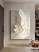 Peinture décorative moderne et simple pour entrée de salon, thème plumes, en porcelaine de cristal, sur toile, avec cadre en aluminium, finition mate