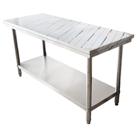 Table de travail en acier inoxydable à deux niveaux pour laboratoire et cuisine