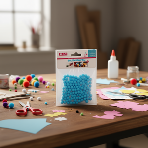 Palline Pom Pom Ilan 0,8 cm Blu Cielo, Materiali per Artigianato, Confezione da 100 Pezzi - Product Image 3