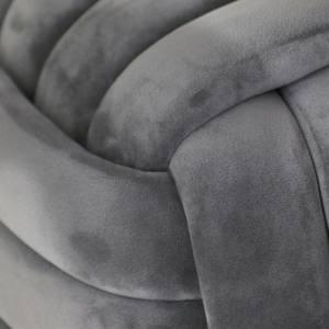 Pouf imbottito grigio, sgabello da camera, poggiapiedi, seduta confortevole - Product Image 5