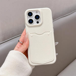 For Apple leather textured <b>card</b> slot phone case compatible with for iPhone 16 Pro Max, luxury high-end <b>card</b> <b>wallet</b> phone case - Product Image 5