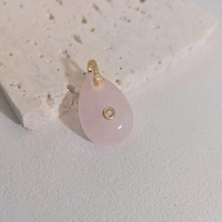 Pendentif Goutte d'Eau en Zircon Sertie de Cristaux, Pierre Naturelle Guérisseuse, avec Fermoir en Laiton pour la Fabrication de Bijoux DIY