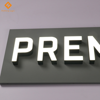 Logo mural 3D en lettres LED lumineuses sur le devant avec panneau arrière intégré gris, personnalisé en usine, pour enseigne de boutique de vêtements, enseigne de marque de magasin de vêtements