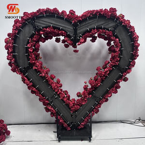 SMOOTH Classic Red Artificial Floral Heart Shape <b>Arch</b> <b>Wedding</b> Decorative Flower <b>Arch</b> With Wheels - Product Image 5