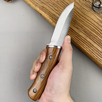Couteau à lame fixe avec manche en bois massif, nouveau couteau pliant multifonctionnel pour l'extérieur, idéal pour la randonnée et le camping