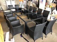 Ensemble de table et de chaises de jardin en rotin tressé résistant à l'eau pour l'extérieur, pour 10 personnes