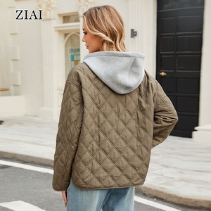Haute qualité nouveau automne surdimensionné vert <span class=keywords><strong>noir</strong></span> <span class=keywords><strong>manteau</strong></span> bouffant femmes détachable à capuche à manches longues bouffant veste matelassée - Product Image 3