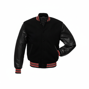 Nouveau style de vestes universitaires en laine pour hommes, vente en gros de vestes Letterman avec manches en cuir, service OEM, vente à chaud, veste pour homme - Product Image 1