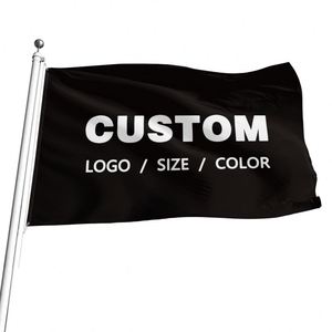 Vente en gros d'usine, drapeaux et bannières personnalisés noirs de bonne qualité 100% polyester - Product Image 5
