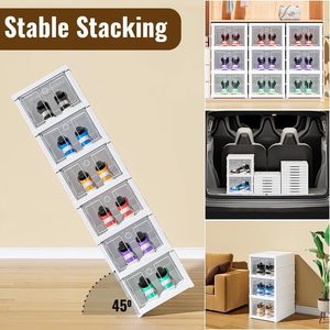 6層靴ラック収納オーガナイザーボックス透明折りたたみプラスチック靴キャビネット - Product Image 4