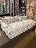 Sofá Seccional Modular de Pana Gruesa a Rayas, Conjunto de Sofá Cama Grande de Tela para Sala de Estar