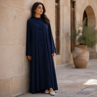 Mexizo 2026 Frog Button Abaya Muslim Kerah Tegak Gaun Maxi Dengan Saku Samping Elegan Sederhana Dubai Islami Abaya Kasual Harian