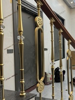 Rampe d'escalier de luxe en cuivre et aluminium, résistante à la rouille, pour villa, maison individuelle, style italien et français, colonne dorée