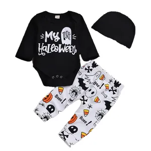 infant baby boys rompers custom printing pants and hat 3pcs child clothing 2020 set