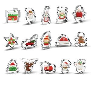 Party Supplies Christmas Stainless Steel Cookie Cutter Tree Snowman Santa Claus Gingerbread Man Shape Metal Cookie Cutters