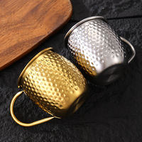 Mug à cocktail Moscow Mule martelé en acier inoxydable plaqué cuivre avec poignée pour bar et usage domestique