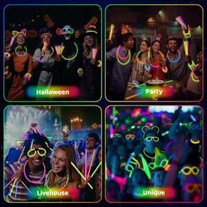 Bâtons lumineux PE en vrac, pack de fête, <span class=keywords><strong>Halloween</strong></span>, camping, toutes occasions, 8 pouces, durables, jetables, multicolores, 6-8 heures, marque JH, boîte cadeau - Product Image 2