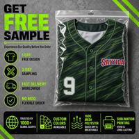 Jersey Baseball Custom Grosir Motif Garis Bergelombang Cepat Kering Bernapas Kancing Depan Poliester Sublimasi Seragam Tim Atasan