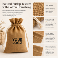 Sacs en toile de jute personnalisés avec logo, pochette cadeau à cordon, sac en fibre de chanvre naturelle pour bougies, savons, café, thé, emballage de mariage et de fêtes