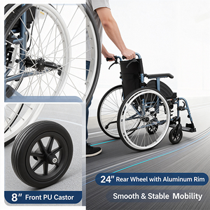 Lightweight Aluminum Manual Wheelchair 14.8kg Foldable Medical <strong>Mobility</strong> <strong>Chair</strong> - Product Image 4